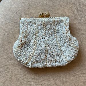 Vintage Ivory Beaded Clutch